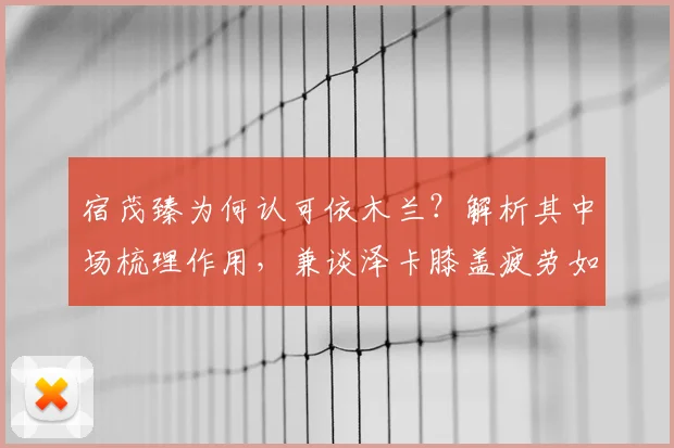 宿茂臻为何认可依木兰?解析其中场梳理作用,兼谈泽卡膝盖疲劳如何影响比赛走向